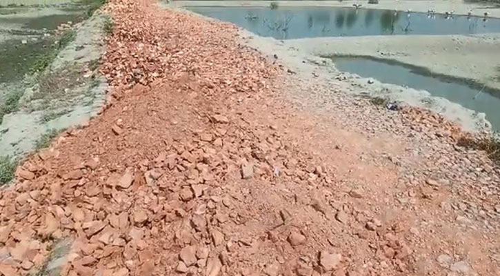 শ্যামনগরে সড়ক নির্মাণে ব্যবহার হচ্ছে আমা ইট-ভাটার রাবিশ!